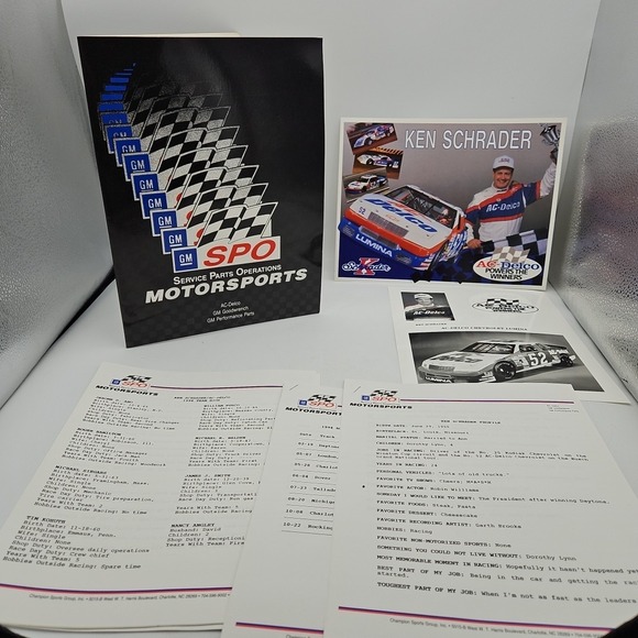 Other - Vintage Nascar Press Kit GM Motorsports Ken Schrader Media Guide 1994 AC Delco